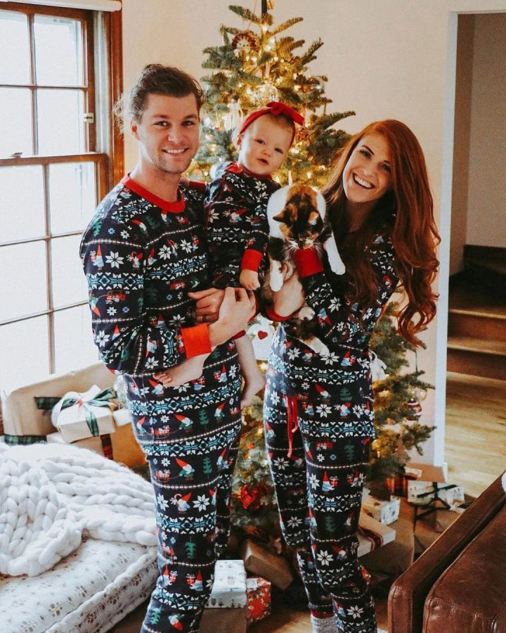 Matching Christmas Pyjamas with Gnome Print & Fair Isle | Family