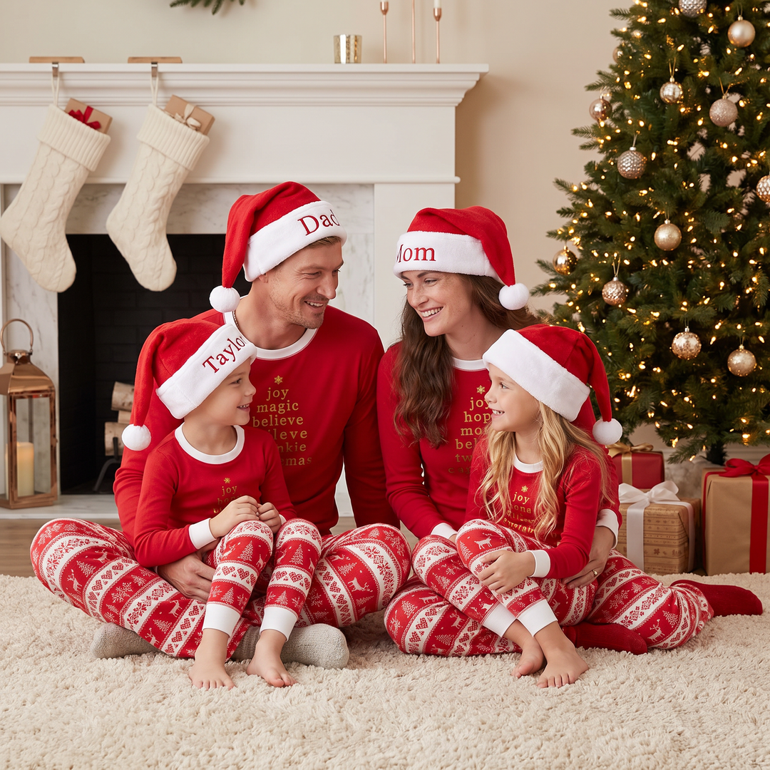 Matching Christmas Pyjamas with Patterned Pants | Long Sleeve