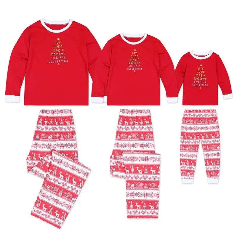 Matching Christmas Pyjamas with Patterned Pants | Long Sleeve