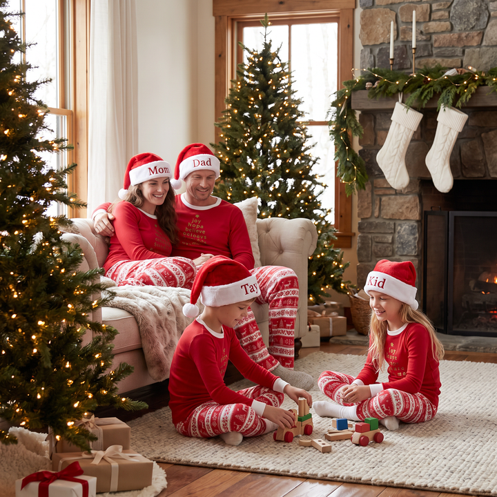 Matching Christmas Pyjamas with Patterned Pants | Long Sleeve