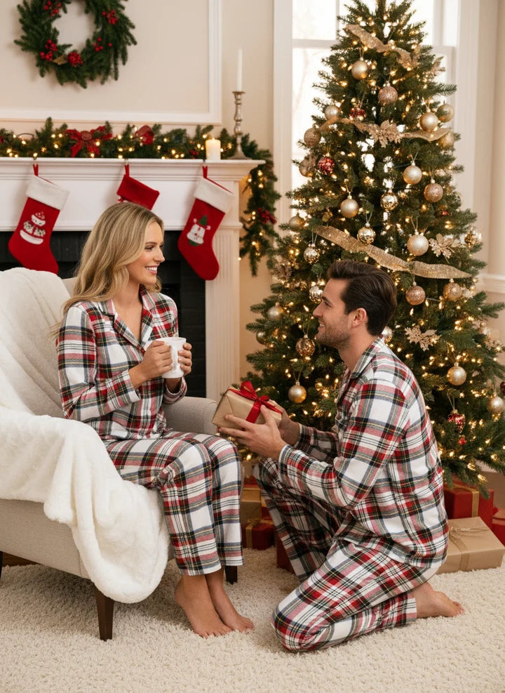 Matching Christmas Pyjamas with Plaid Print | Family Set