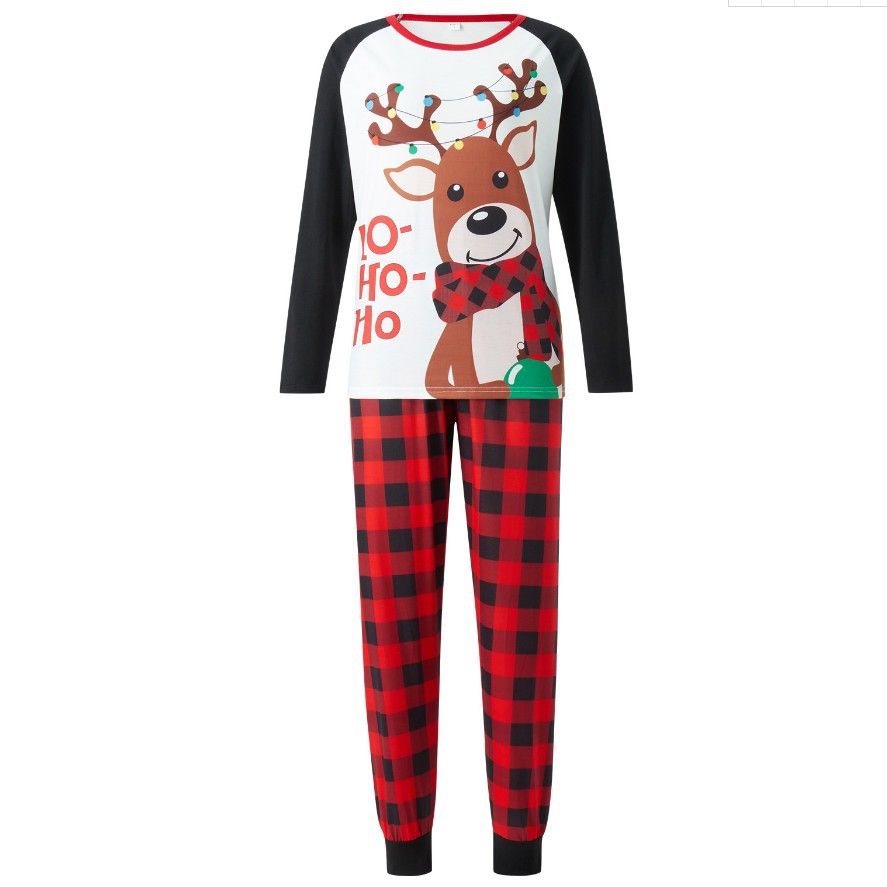 Matching Christmas Pyjamas with Reindeer Print & Plaid Pants | Family Set