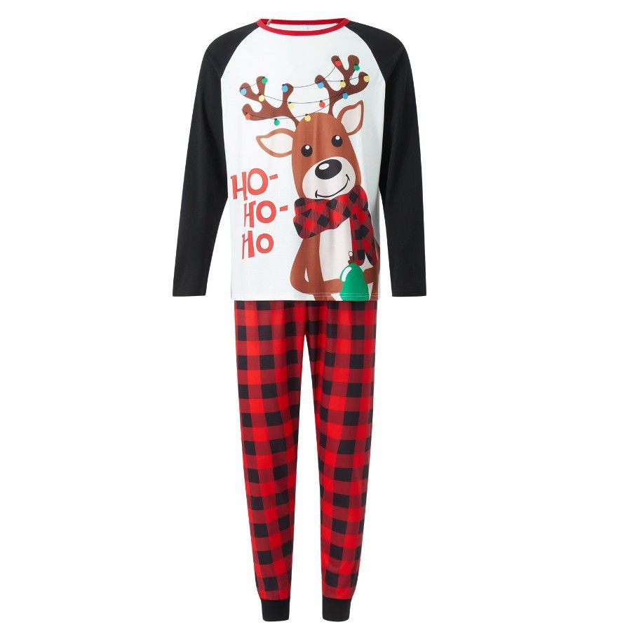 Matching Christmas Pyjamas with Reindeer Print & Plaid Pants | Family Set