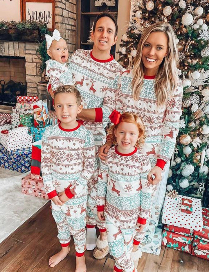 Matching Christmas Pyjamas with Reindeer & Snowflake Design | Family
