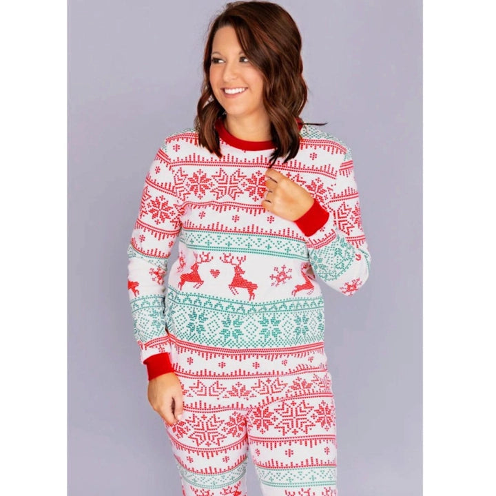 Matching Christmas Pyjamas with Reindeer & Snowflake Design | Family