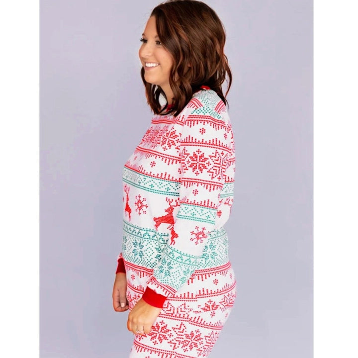 Matching Christmas Pyjamas with Reindeer & Snowflake Design | Family