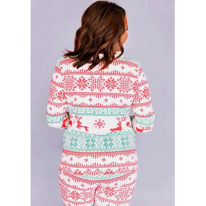 Matching Christmas Pyjamas with Reindeer & Snowflake Design | Family