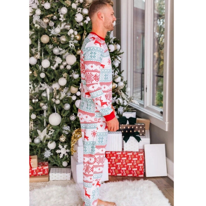 Matching Christmas Pyjamas with Reindeer & Snowflake Design | Family