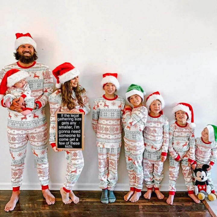 Matching Christmas Pyjamas with Reindeer & Snowflake Design | Family