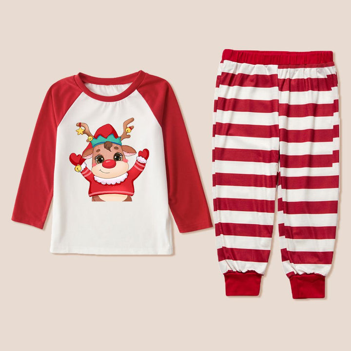 Matching Christmas Pyjamas with Reindeer & Stripes | Family