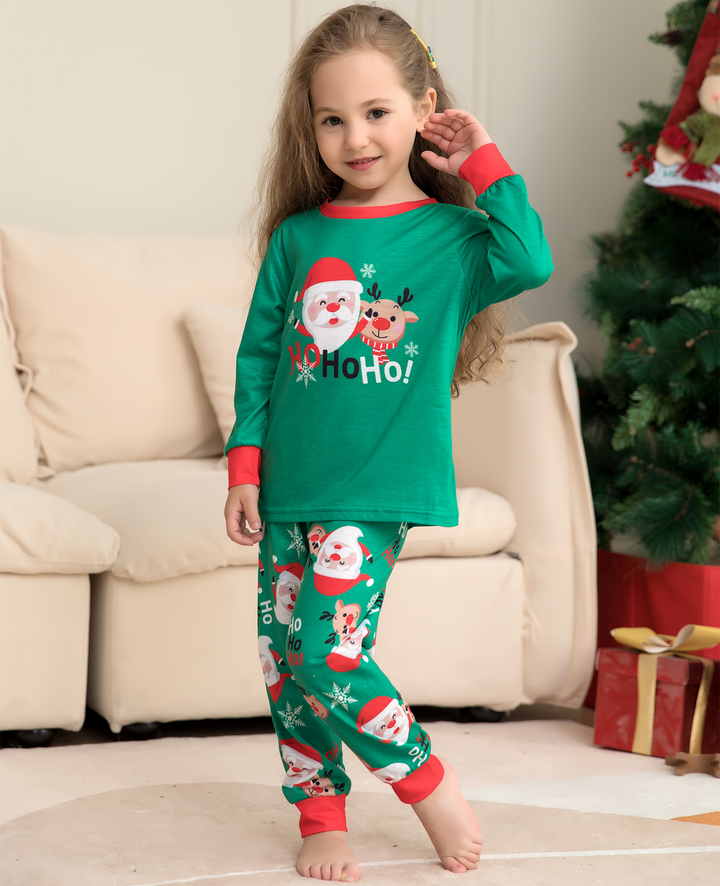 Matching Christmas Pyjamas with Santa & Reindeer | Long Sleeve