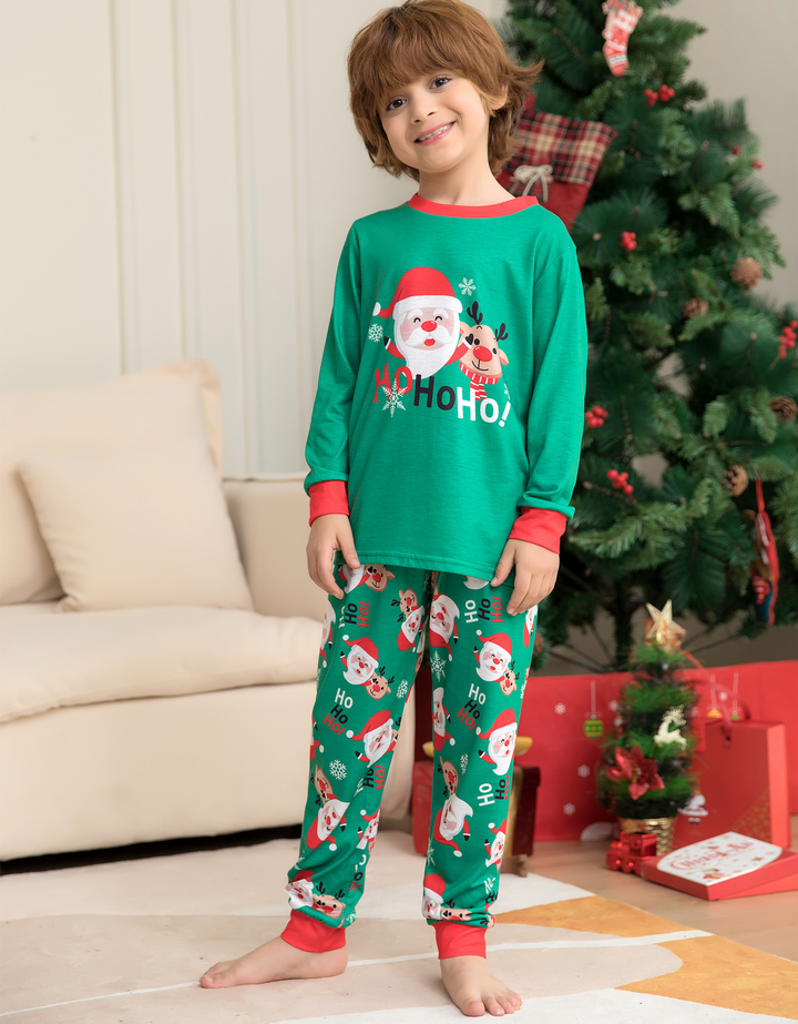 Matching Christmas Pyjamas with Santa & Reindeer | Long Sleeve