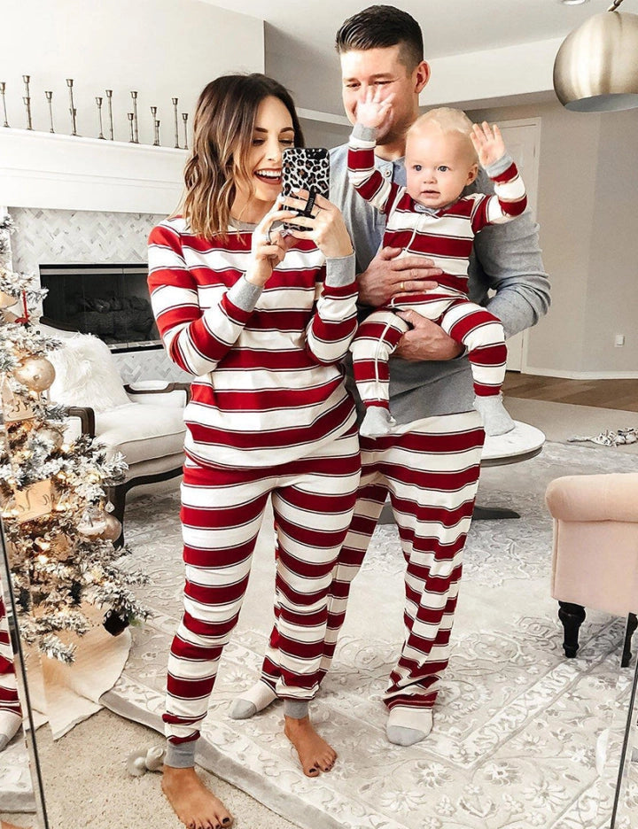 Matching Christmas Pyjamas with Stripes & Cuffed Hems | Family