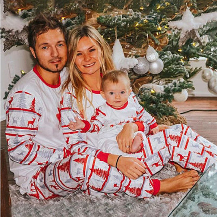 Matching Christmas Pyjamas with Tree & Deer Print | Long Sleeve