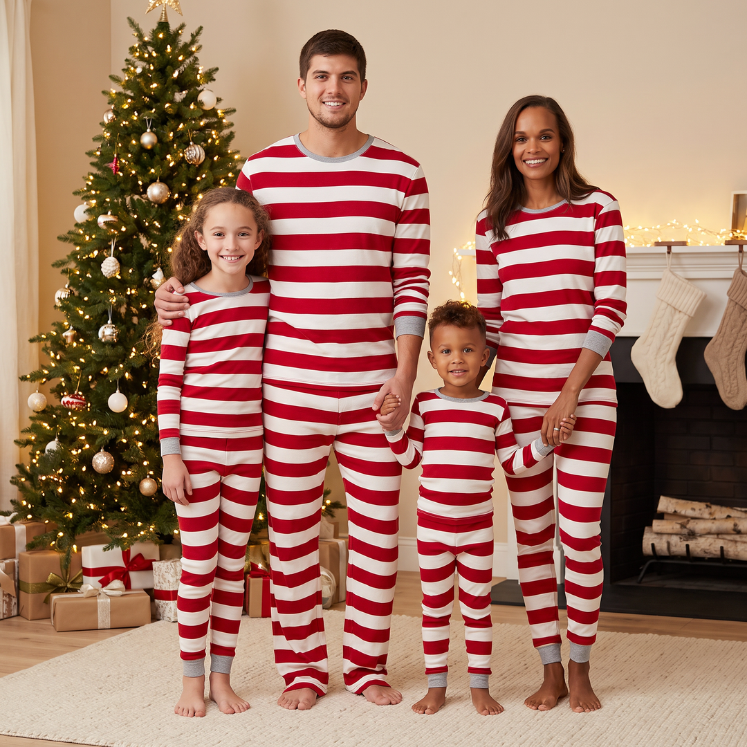 Matching Christmas Pyjamas with Wide Stripes | Family Set
