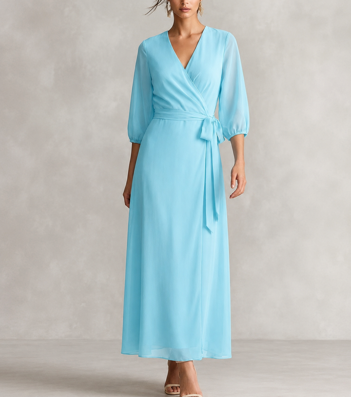 Women's Maxi Dress with V Neck & Wrap Waist | Formal Evening