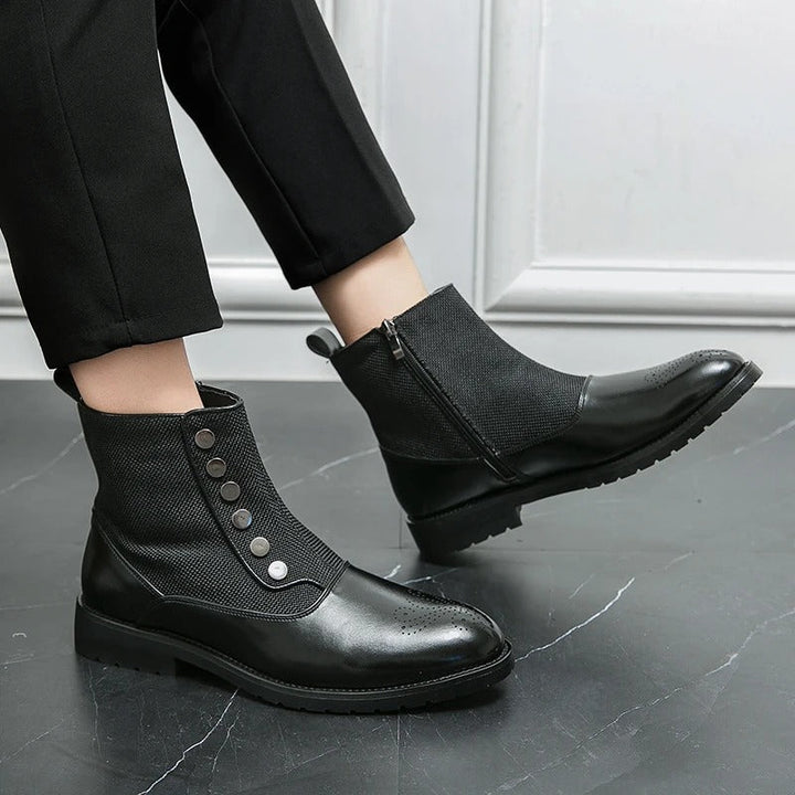 Men's Ankle Black Boots | Zip-Up