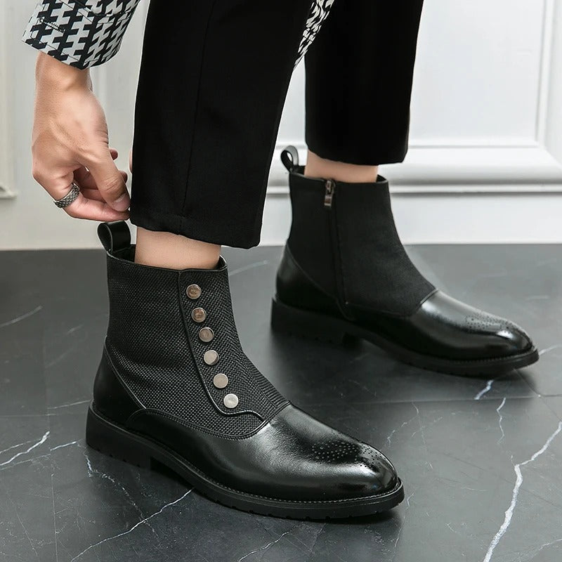 Men's Ankle Black Boots | Zip-Up