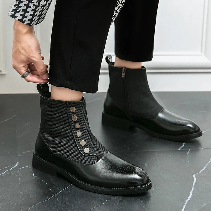 Men's Ankle Black Boots | Zip-Up