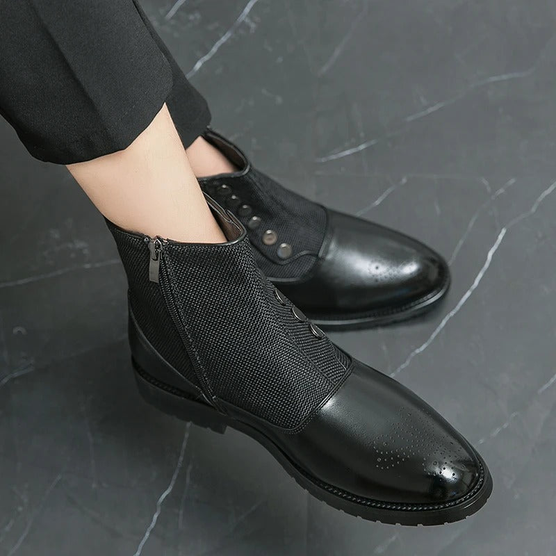 Men's Ankle Black Boots | Zip-Up