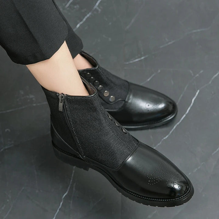 Men's Ankle Black Boots | Zip-Up