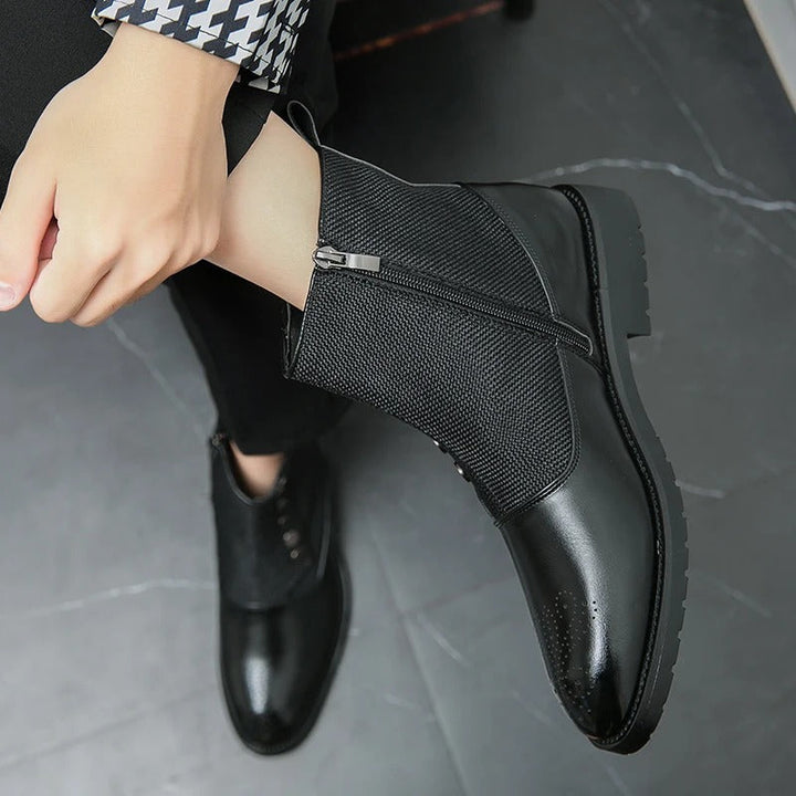 Men's Ankle Black Boots | Zip-Up
