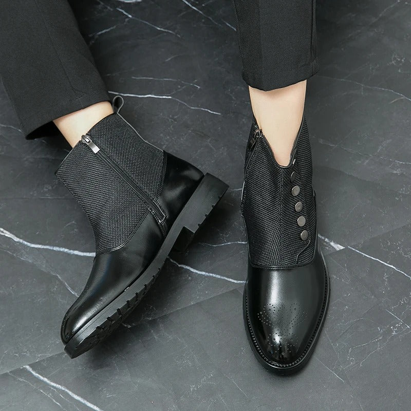 Men's Ankle Black Boots | Zip-Up