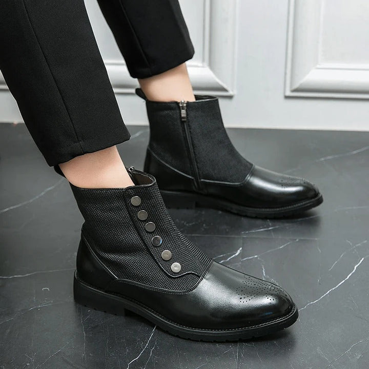 Men's Ankle Black Boots | Zip-Up