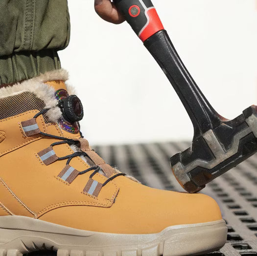 Men's Ankle Safety Shoes with Dial Lacing & Warm Lining | Work
