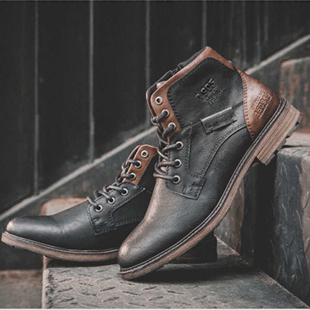 Men's Ankle Work Boots with Lace Up Front | Side Zip