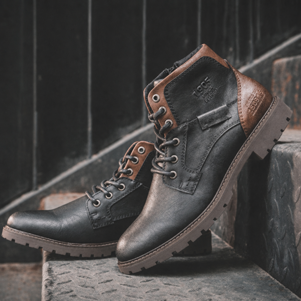 Men's Ankle Work Boots with Lace Up Front | Side Zip