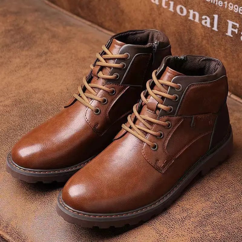 Men's Ankle Work Boots with Lace Up Front | Side Zip