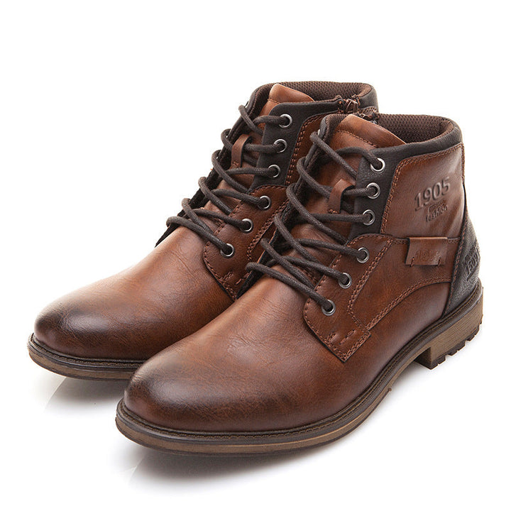 Men's Ankle Work Boots with Lace Up Front | Side Zip