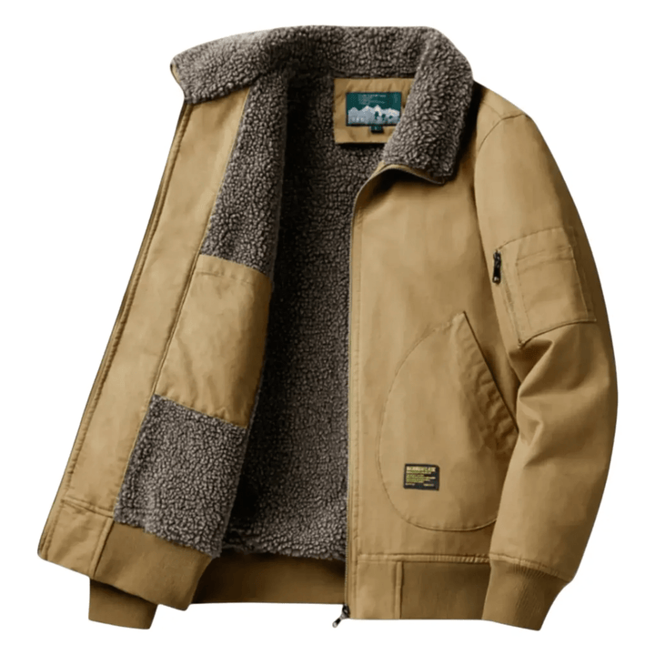 Men's Bomber Jacket with Plush Lining & Zip Pockets | Aviator