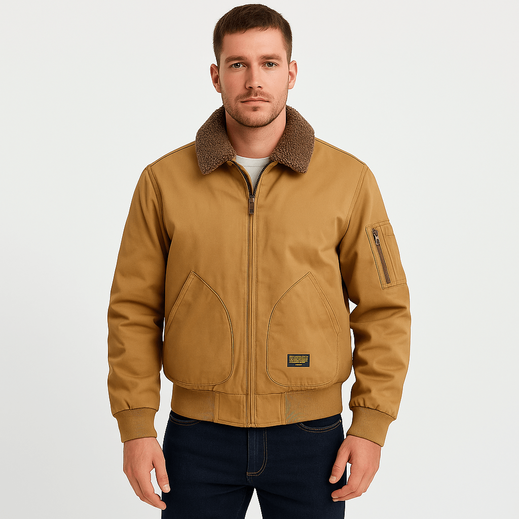 Men's Bomber Jacket with Plush Lining & Zip Pockets | Aviator