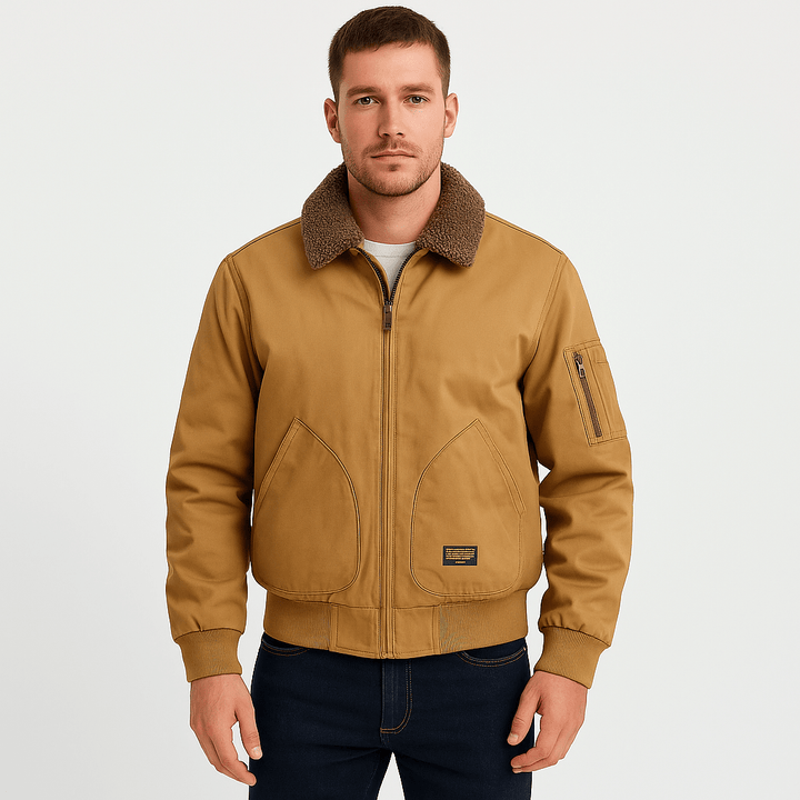 Men's Bomber Jacket with Plush Lining & Zip Pockets | Aviator