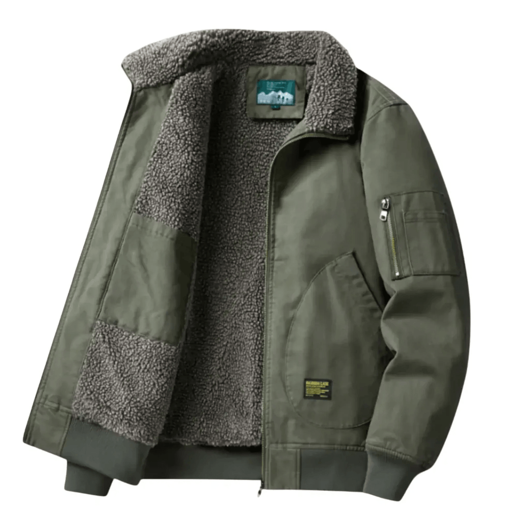 Men's Bomber Jacket with Plush Lining & Zip Pockets | Aviator