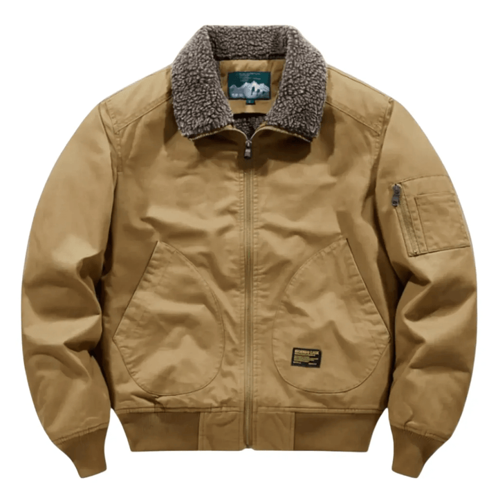 Men's Bomber Jacket with Plush Lining & Zip Pockets | Aviator