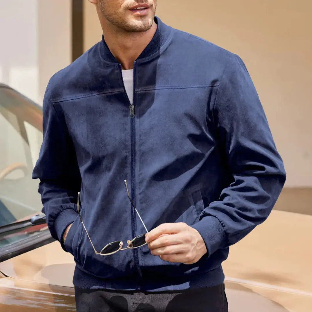 Men's Bomber Jacket with Ribbed Collar & Side Pockets | Casual