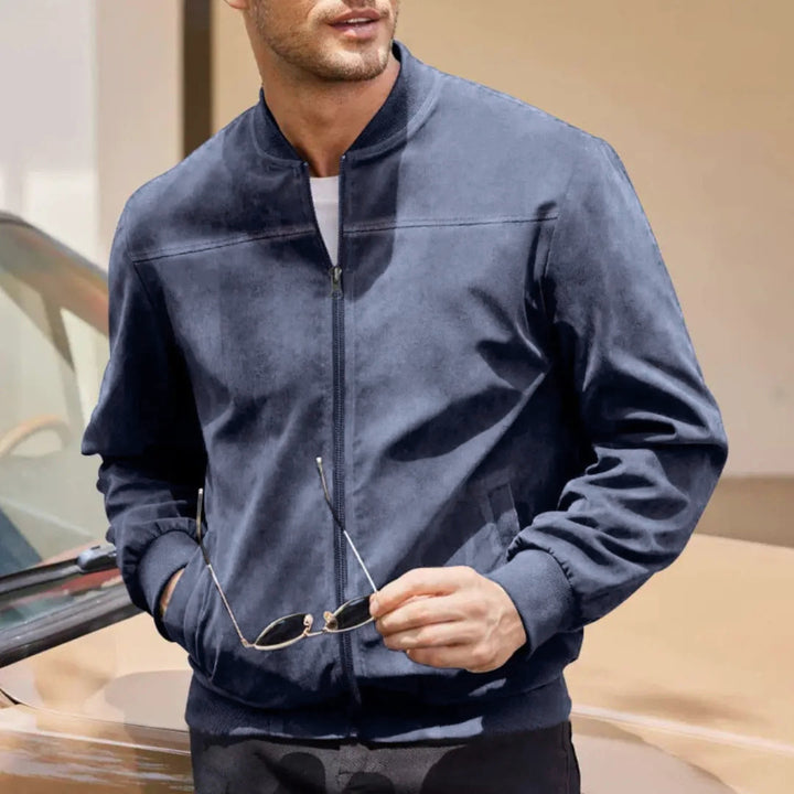 Men's Bomber Jacket with Ribbed Collar & Side Pockets | Casual