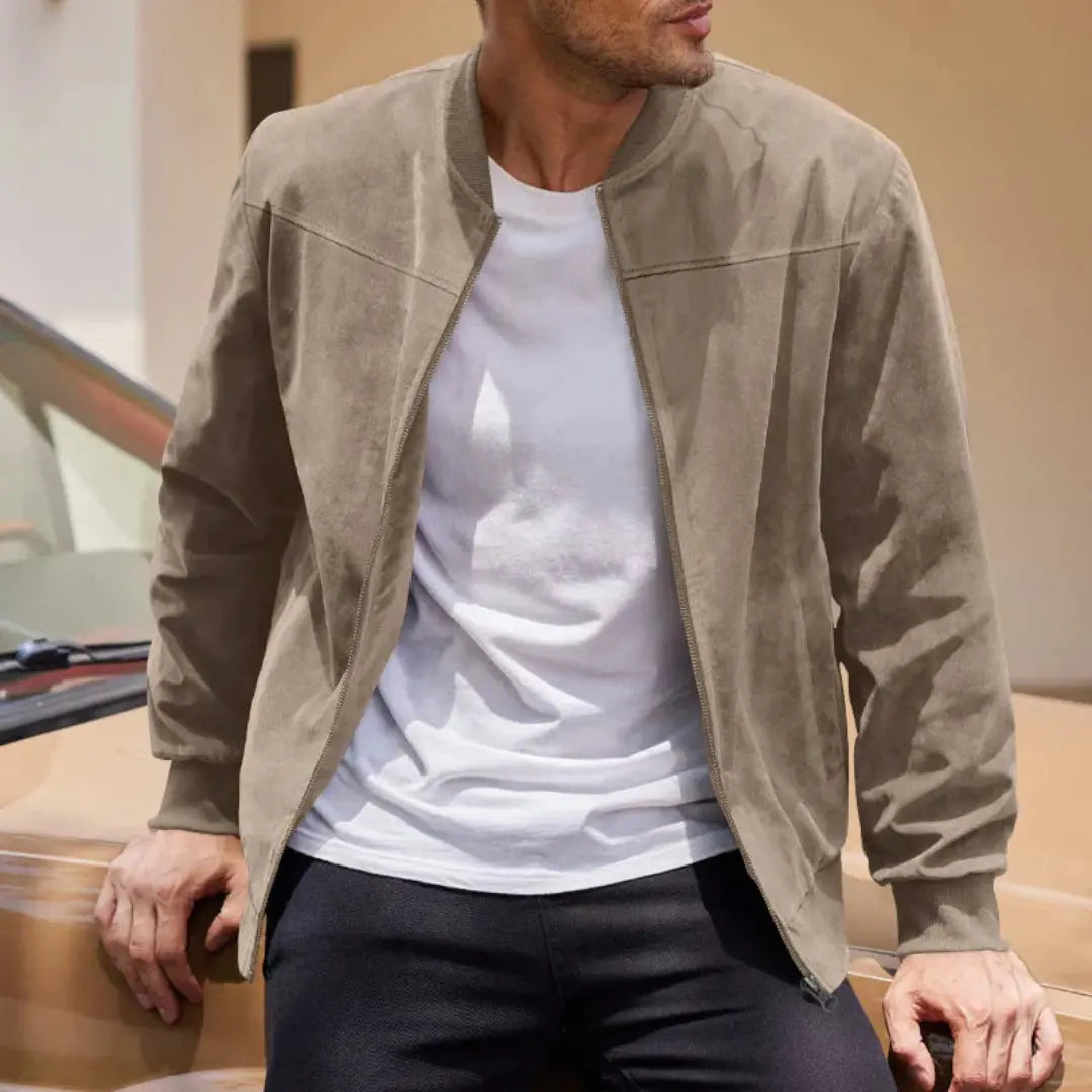 Men's Bomber Jacket with Ribbed Collar & Side Pockets | Casual