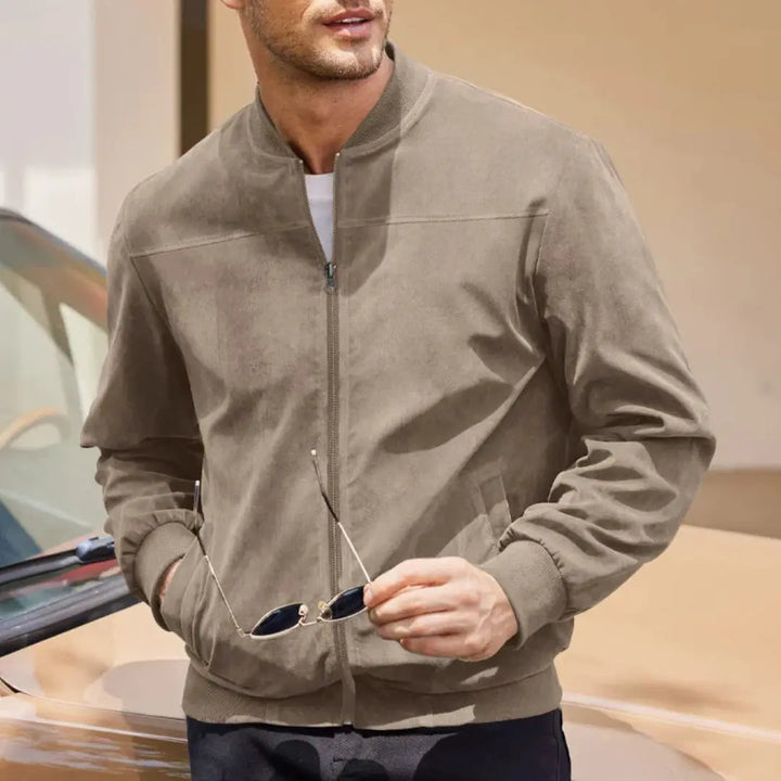 Men's Bomber Jacket with Ribbed Collar & Side Pockets | Casual