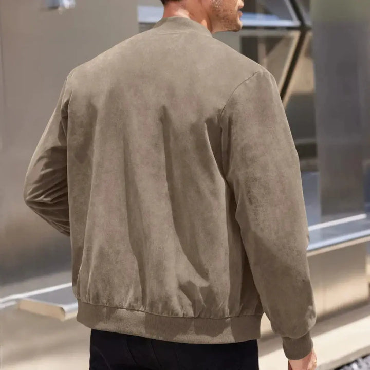 Men's Bomber Jacket with Ribbed Collar & Side Pockets | Casual