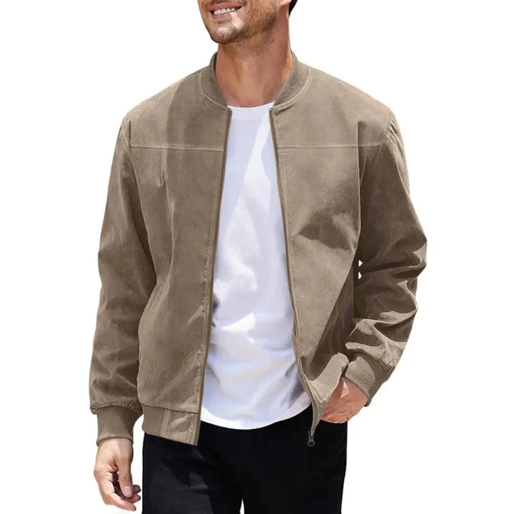 Men's Bomber Jacket with Ribbed Collar & Side Pockets | Casual
