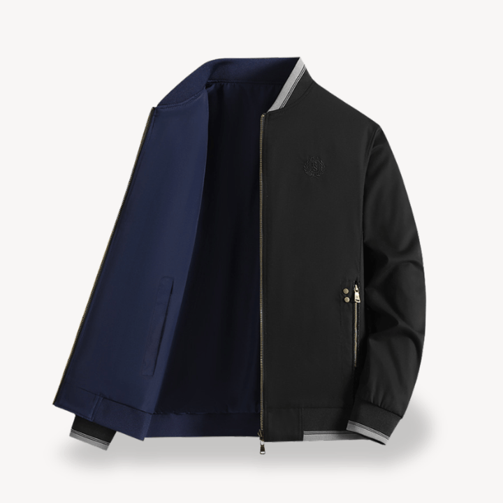 Men's Bomber Jacket with Stand Collar & Zip Pocket | Full Zip