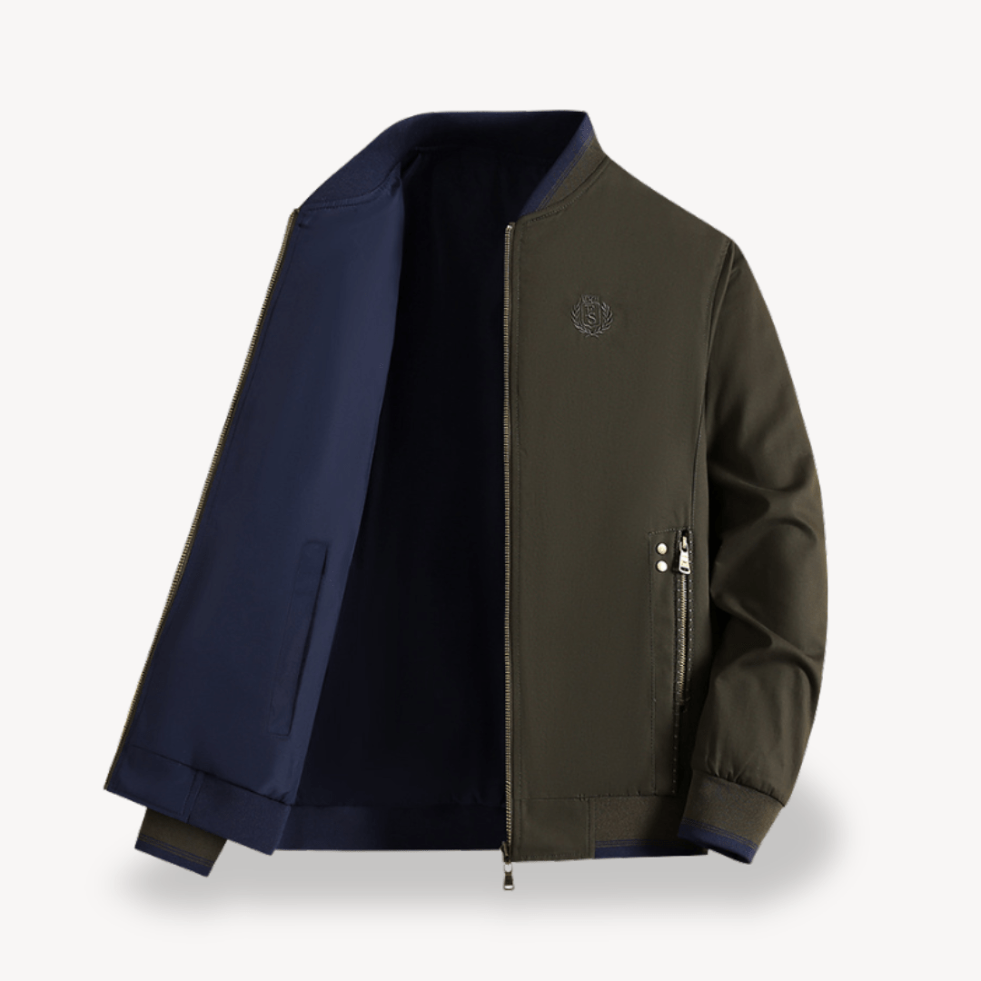 Men's Bomber Jacket with Stand Collar & Zip Pocket | Full Zip