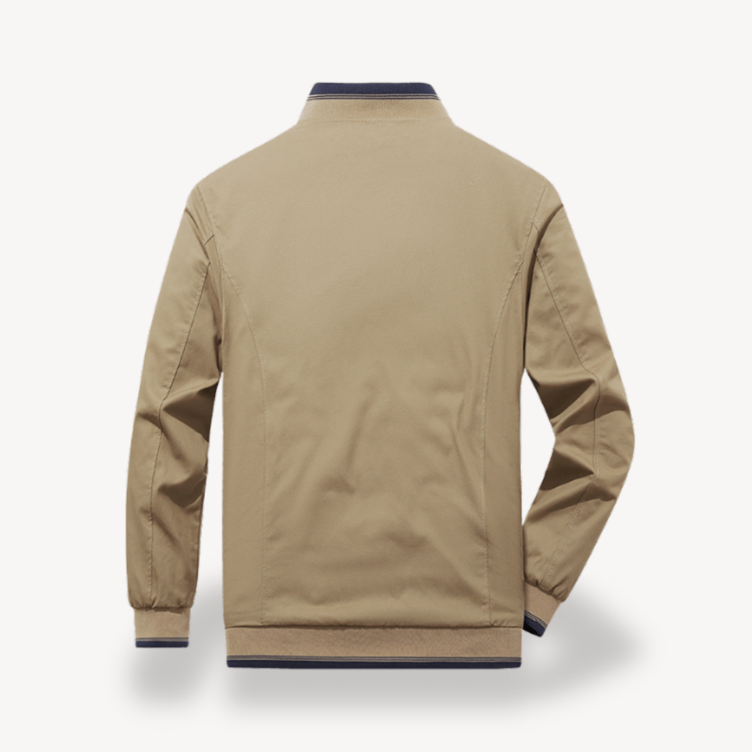 Men's Bomber Jacket with Stand Collar & Zip Pocket | Full Zip