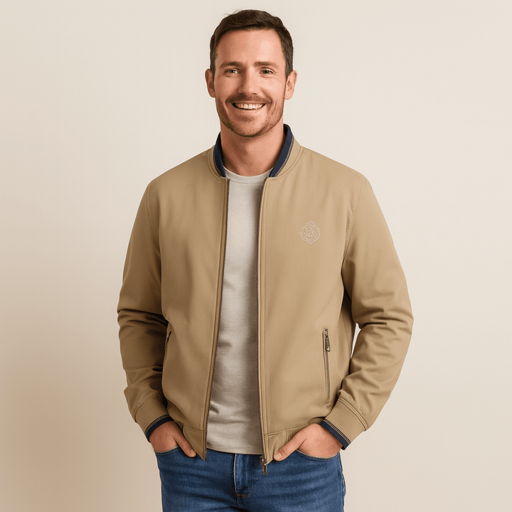 Men's Bomber Jacket with Stand Collar & Zip Pocket | Full Zip