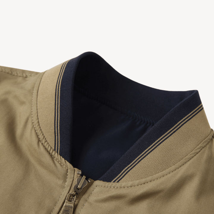 Men's Bomber Jacket with Stand Collar & Zip Pocket | Full Zip