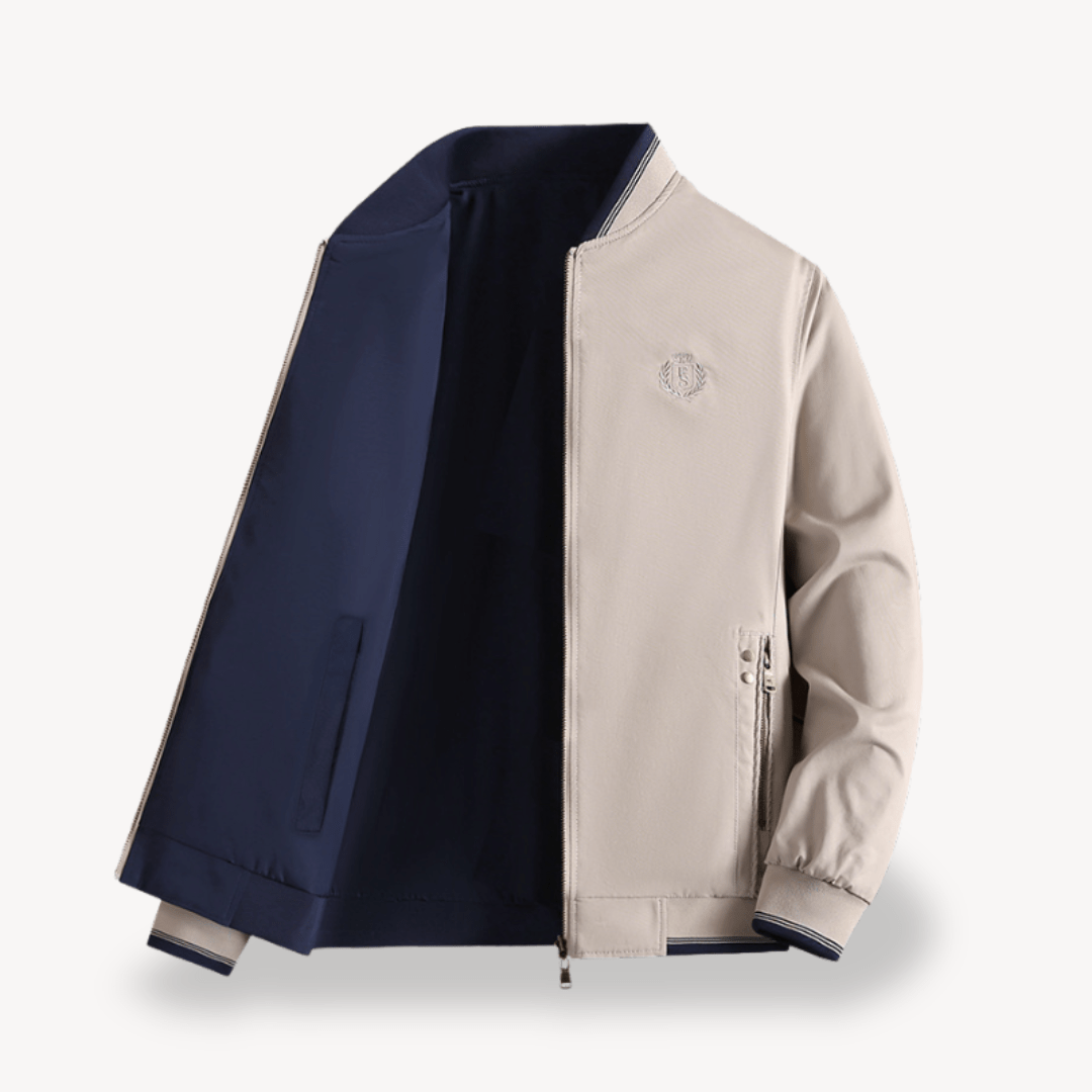Men's Bomber Jacket with Stand Collar & Zip Pocket | Full Zip